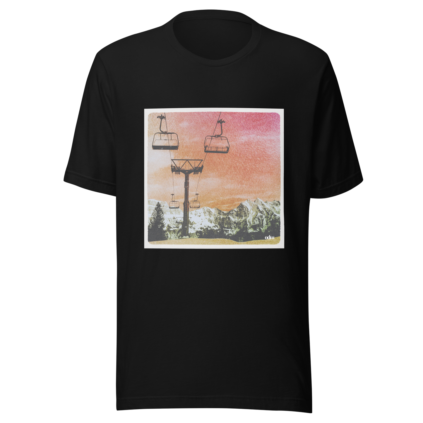 Männer T-Shirt Sessellift rot