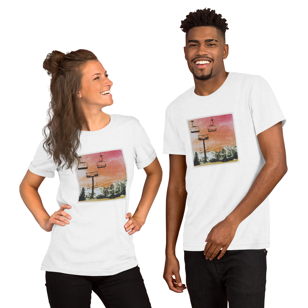 Männer T-Shirt Sessellift rot